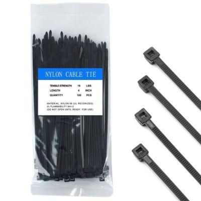 China Supplier UV Resistant Protection Nylon66 Nylon 66 PA66 Material Zip Ties Black Self Locking Plastic Zip Nylon Cable Ties