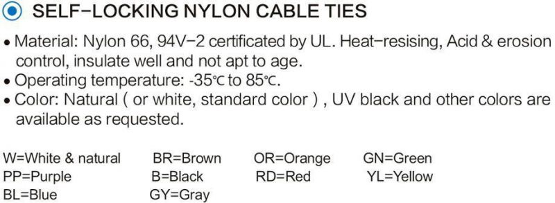 3*80 to 3*300 PA66 Self-Locking Nylon Cable Tie