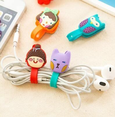 Silicone Bobbin USB Wire Earphone Cable Clip Winder