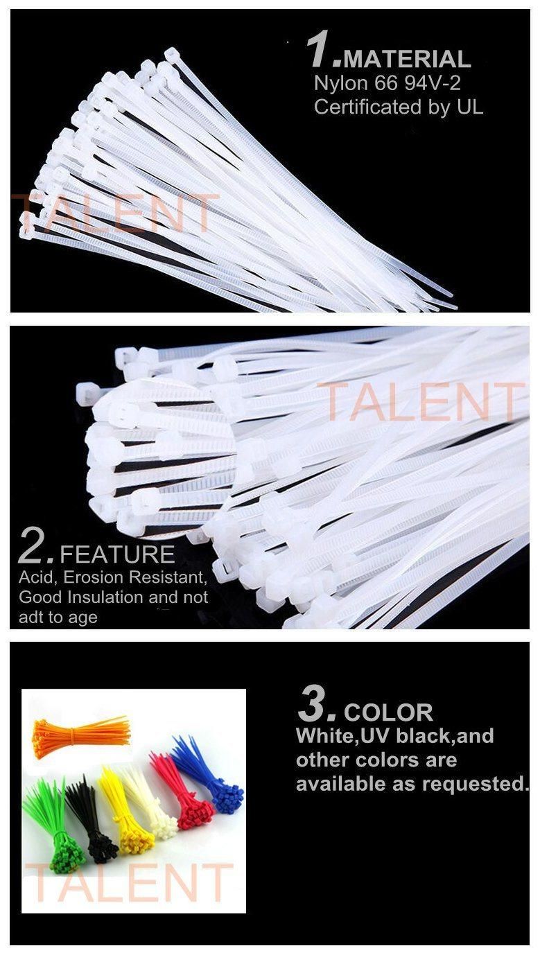60/80/100/120/150/200mm White Black Cable Wire Zip Ties