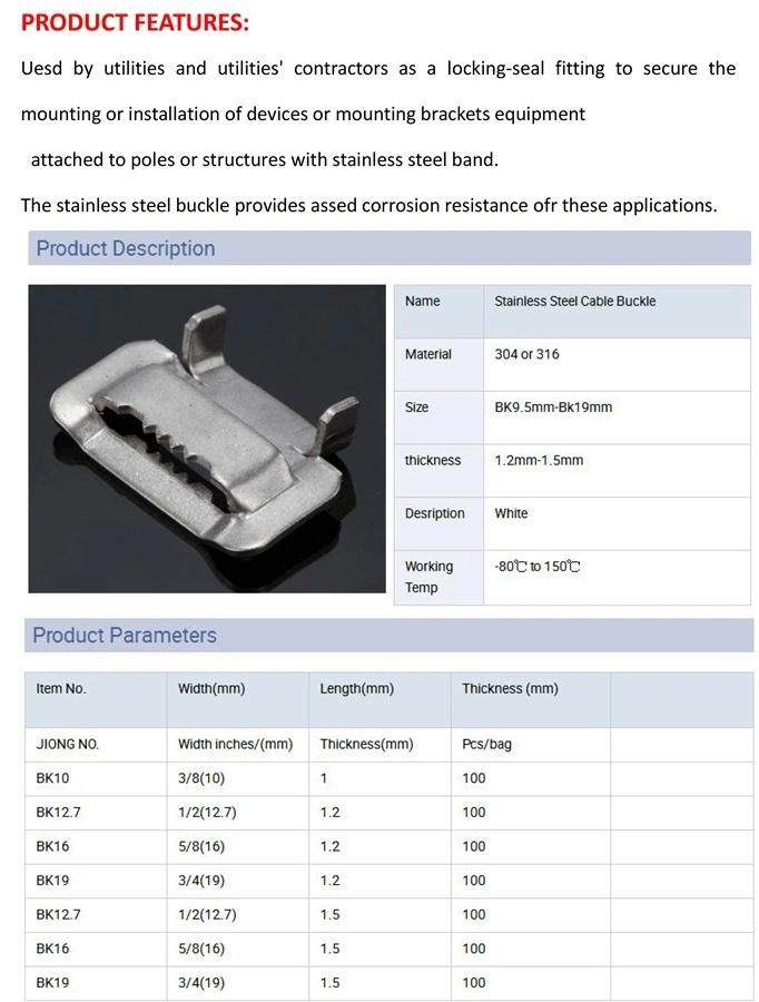 SUS316 Stainless Steel Buckles for Fixing The Objecs - Use in Oil Pipeline