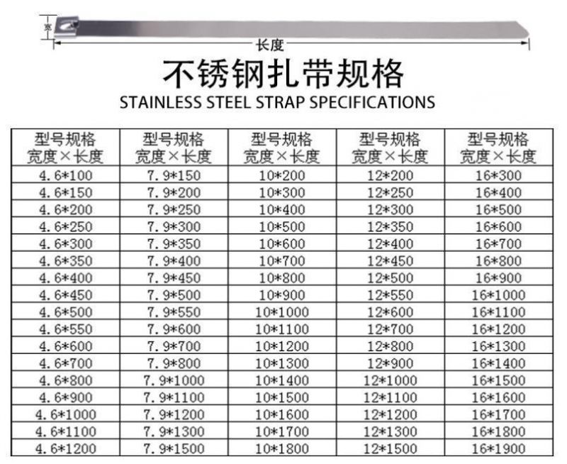 4.6X200mm SS304 Self Locking Stainless Steel Cable Tie with UL Certificate
