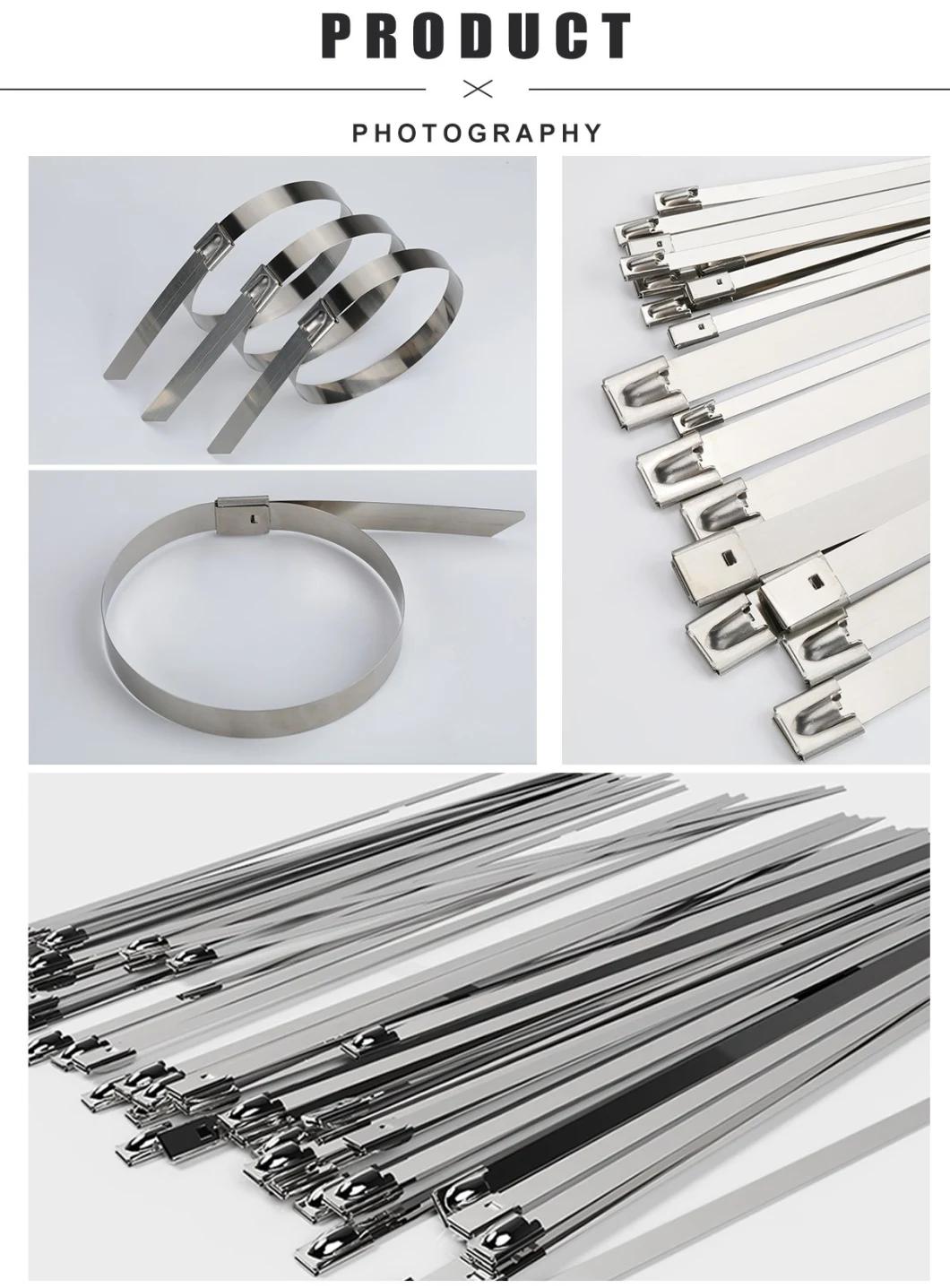 Custom 7.9X400mm 304 Ball Lock Self-Locking Stainless Steel Zip Ties