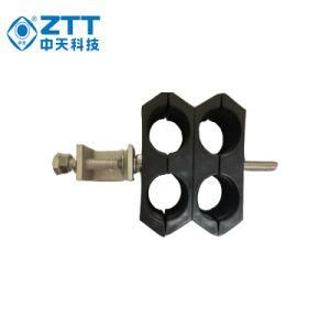 Through Core Type Feeder Clamps for 1-1/4&quot; Cables Double-Hole 2 Rows (4&khcy; 1-1/4&quot;) Communication RF Cable