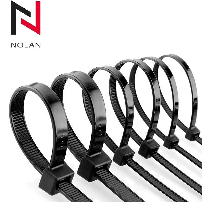 Nylon 66 Black Plastic Zip Cable Tie Nylon Clamp 7.6 mm Width Plastic Zip Cable Ties