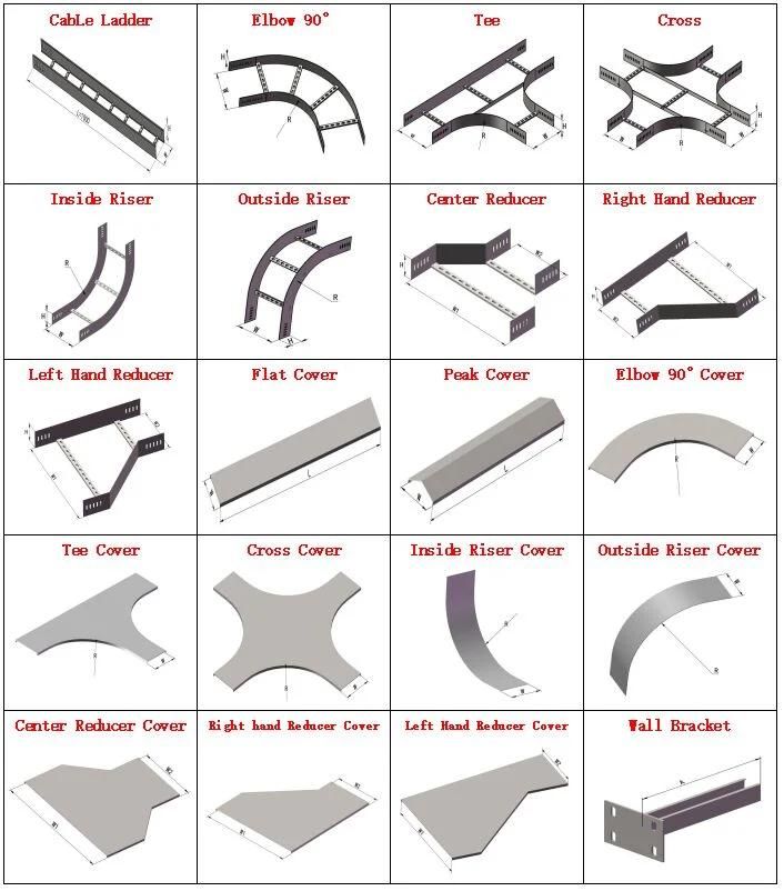 Gi, GS, Ss, FRP, Heavy Duty Metal Ladder Type Cable Tray with Accessories