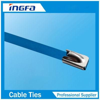Epoxy Coated Black Metal Zip Tie with Ball Locking 7.9X350mm