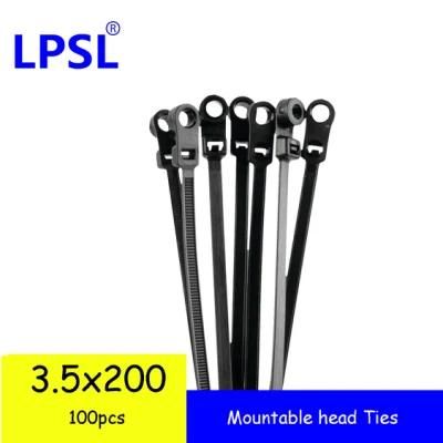 8 Inch Mount Head Zip Ties 50 Lbs, UV Black