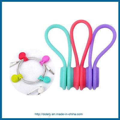 Magnetic Silicone Earphone Cord Winder Wrap Organizer Cable Ties Holder