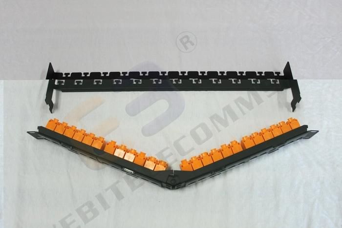 45 Degree Angled 19′′ 1u 24 Ports CAT6A UTP Patch Panel