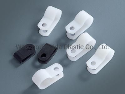 White Color Nylon Plastic R Type Cable Clamp 3/16r