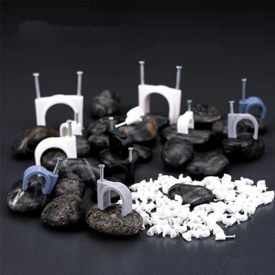 PE Steel Electric Wire Cable Clips, White Circle Cable Clips for Wire Pipes