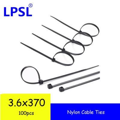 100 Pack Black Cable Ties, 370mm X 3.6mm, UV Resistant Strong Nylon Zip Ties